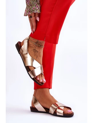 kožené sandály na suchý zip Zlaté Addison