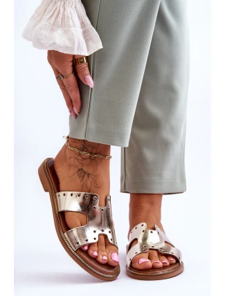 Zazoo 40326 Dámské žabky s ozdobnými výřezy Zlaté