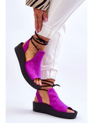 Semišové sandály na klínku Nicole 2743/067 Fuchsie