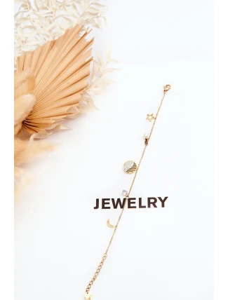 Dámský náramek s módními přívěsky zlate