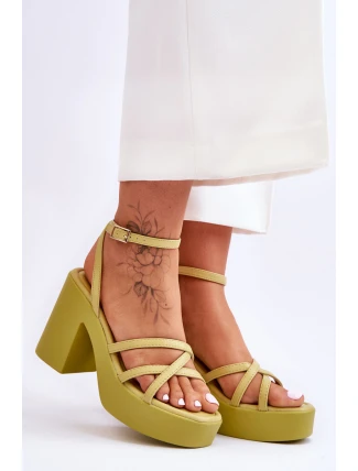 Módní sandály na vysokém podpatku s pásky limetove Shemira