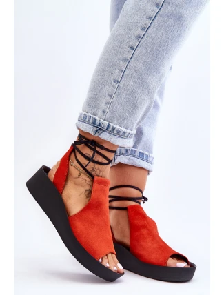 Semišové sandály na klínku Nicole 2743 oranžová Semišové sandály na klínku Nicole 2743 oranžová