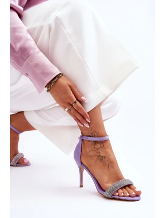 Semišové Sandály Na Vysokém Podpatku S Kamínky fialove Moments Semišové Sandály Na Vysokém Podpatku S Kamínky fialove Moments