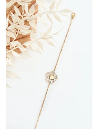 Jemný dámský náramek se květem zlate