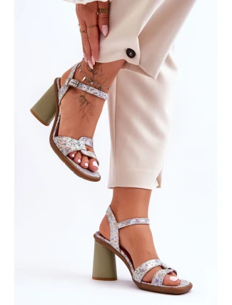 Kožené sandály na podpatku Maciejka 06029-24 bílo-zelené Kožené sandály na podpatku Maciejka 06029-24 bílo-zelené