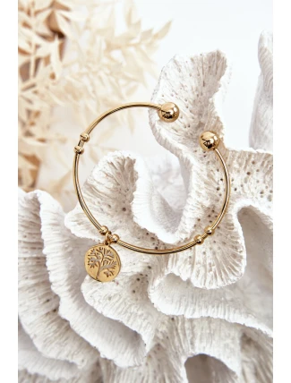 Dámský navlékací ocelový náramek strom zlate