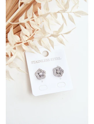 květinové náušnice s kubickou zirkonií Stříbrné