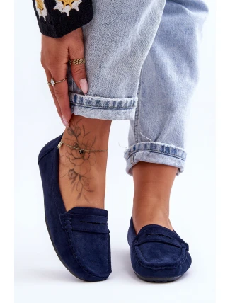 Dámské semišové mokasíny modré Lenvie