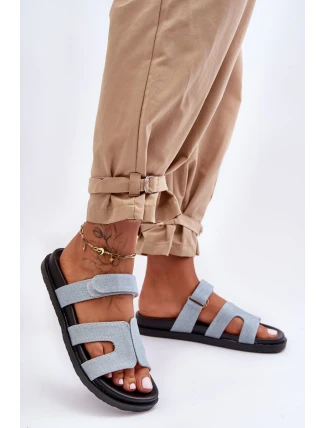 Kožené klasické žabky dámské na suchý zip hnědé Amedon