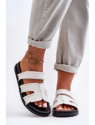 Dámské látkové sandály s lemovkou bílou Lamirose