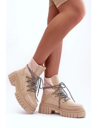 Dámské semišové šněrovací botky Acorn Bežové