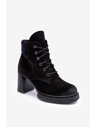 Šněrovací Zimní Boty Na Podpatku Černé Flomes