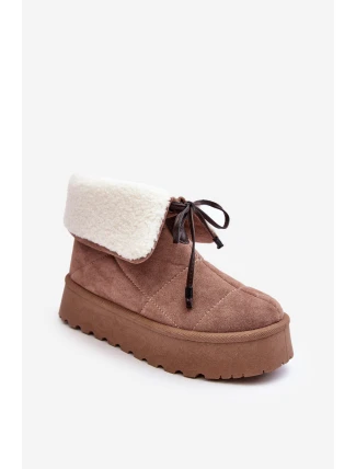 Šnekové na platformě s kožešinou bežová Olimuka