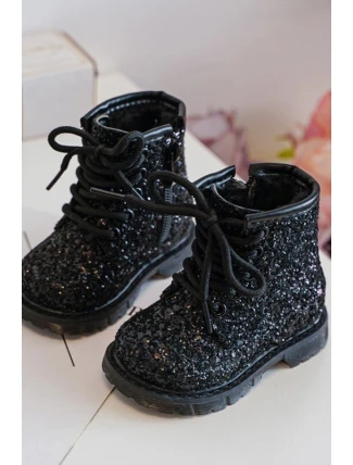 Dětské Brokatové Botky Oceněné Se Zipem Černé Saussa