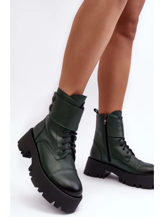Kůže Dámské Botky Workery Zelené Lemar Anceria Kůže Dámské Botky Workery Zelené Lemar Anceria