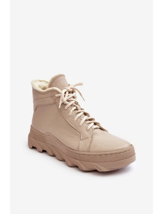 Ocieplané Kožené Boty Dámské Na Platformě Bežové Lemar Jevette Ocieplané Kožené Boty Dámské Na Platformě Bežové Lemar Jevette