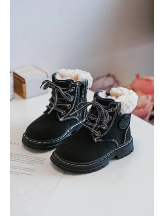 Dětské Trapery Botky Na Zip s Kožušinou Černé Marialee