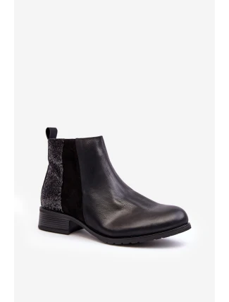 Dámské sbalené boty na plochém podpatku s cvočky černé Messio