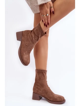 Dámské botky na nízkém podpatku hnědé Aphroteia