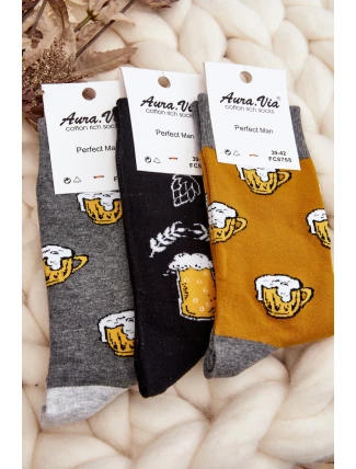 Menské Ponožky S Vzory Pivo Šedé