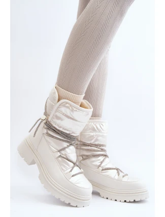 Dámské bílé zimní boty s ozdobným šněrováním Rilana
