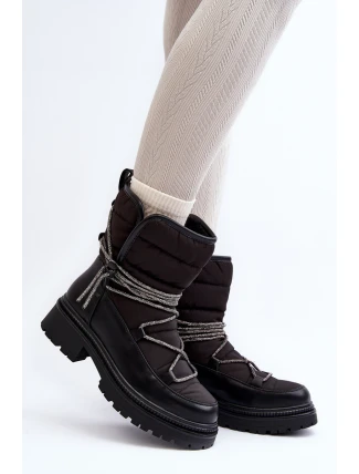 Dámské zimní boty s ozdobným šněrováním černé Rilana