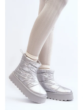 Dámské sněhule na masivní platformě stříbrné Fionia