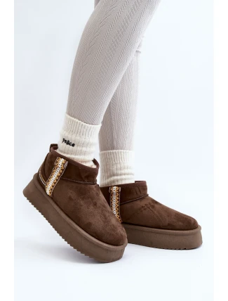 Sněhule na platformě se vzorem tmavě zelené Udra