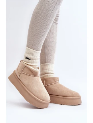 Dámské Sněhule Na Hrubé Podrážce Beige Caliksa