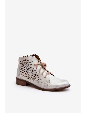 Zazoo 2871 Dámské Botky Šněrovací Stříbrné