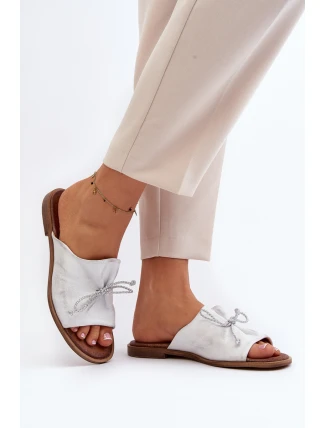 Kožené dámské žabky Zazoo 2659/005 stříbrné