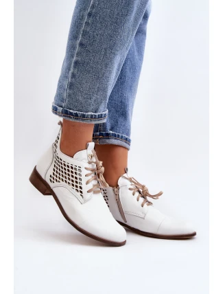 Zazoo 2878 Nízké Kožené Dámské Bílé Botky