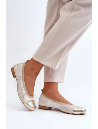 Zazoo 2890 Kožené baleríny Zlaté Ošoupané