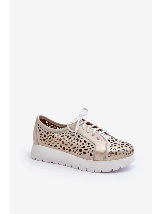 Kožené Polobotky Na Platformě Bežové Hypnosis