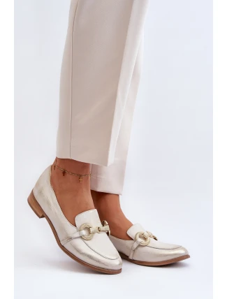 Dámské kožené mokasíny s ozdobou Zazoo 2880 Zlaté