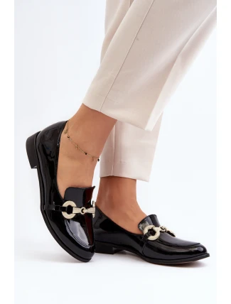 Zazoo 2880 Dámské Lakuované Mokasíny S Ozdobou Černé