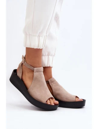 Zazoo 2914 Dámské sandály z velur zamszové béžové