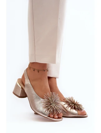 Kožené sandály s ozdobou Laura Messi 2719 Zlaté