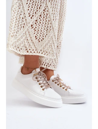 Kožené dámské sportovní boty CheBello 4362 bílé