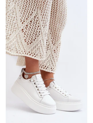 Kožené Dámské Tenisky S Náramkem CheBello 4406 Bílé Kožené Dámské Tenisky S Náramkem CheBello 4406 Bílé