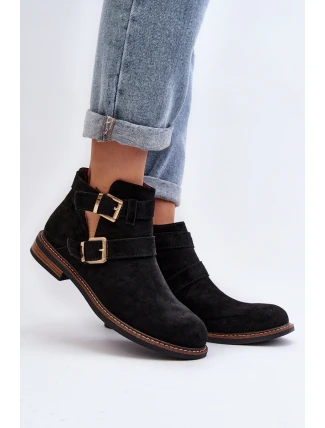 Dámské boty na ploché podrážce s pásky černé Melviana