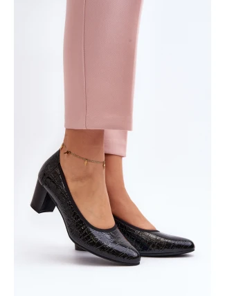 Lakýrované lodičky s potiskem černé Cynania