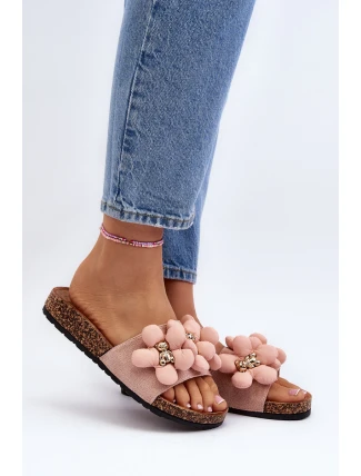 Dámské žabky s růžovými ozdobami Bunlia