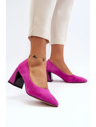 Sametové lodičky na podpatku Fuksiová Alessyndra