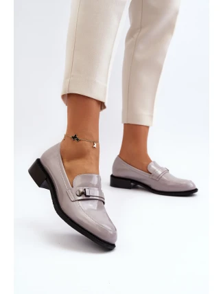 Dámské lakované mokasíny šedé Nerilaja