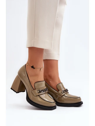 Lakýrované lodičky na masivním podpatku zelené Terimene