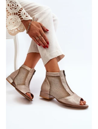 Dámské boty na plochém podpatku s odkrytými prsty Maciejka 06413-25 Zlaté