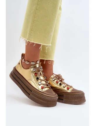 Dámské tenisky na platformě GOE NN2N4055 Zlaté Dámské tenisky na platformě GOE NN2N4055 Zlaté