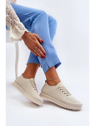 Kožené Sportovní Dámské Tenisky Beige Lalnai