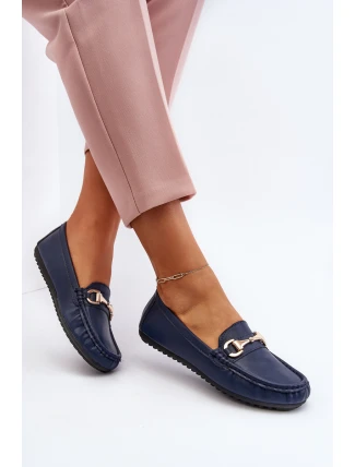 Dámské klasické mokasíny z ekokože v tmavě modré Demese